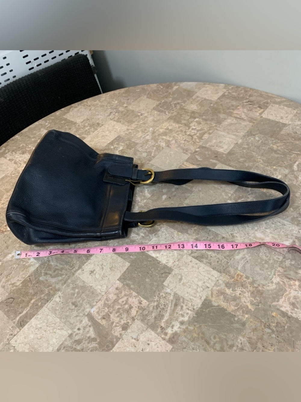 Coach Vintage Waverly SoHo Buckle Bag Shoulder Purse Navy Blue Brass Gold Tone! - Picture 6 of 16
